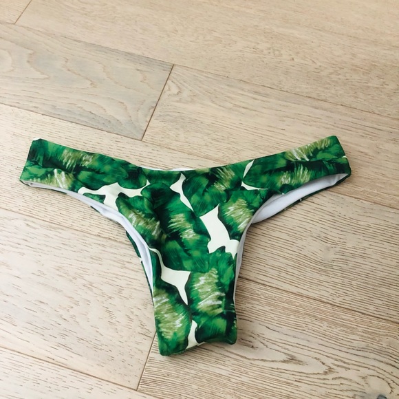 High Cut Tropical Green Cheeky Bikini Bottoms - Picture 2 of 4